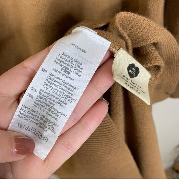 Madewell (re)Sourced Cashmere Camel Brown Long Sleeve Dress Size Medium - Picture 5 of 7